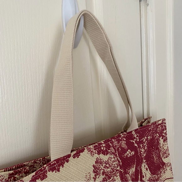 Brand New Christian Dior Red Dioriviera Print Paper Straw Tote Bag XL size - Picture 3 of 14